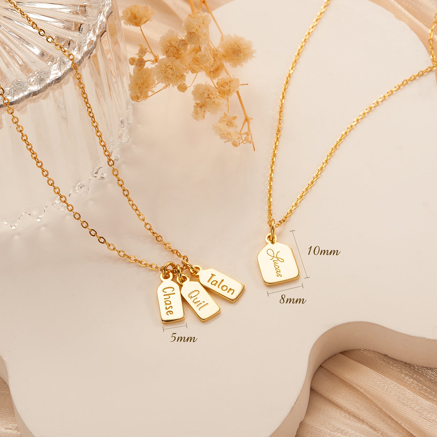 Custom Name Mini Tag Brass Bar Necklace