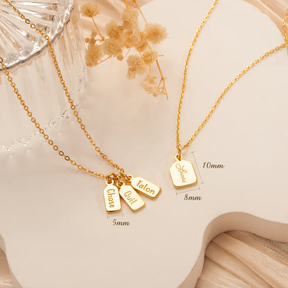 Custom Name Mini Tag Brass Bar Necklace