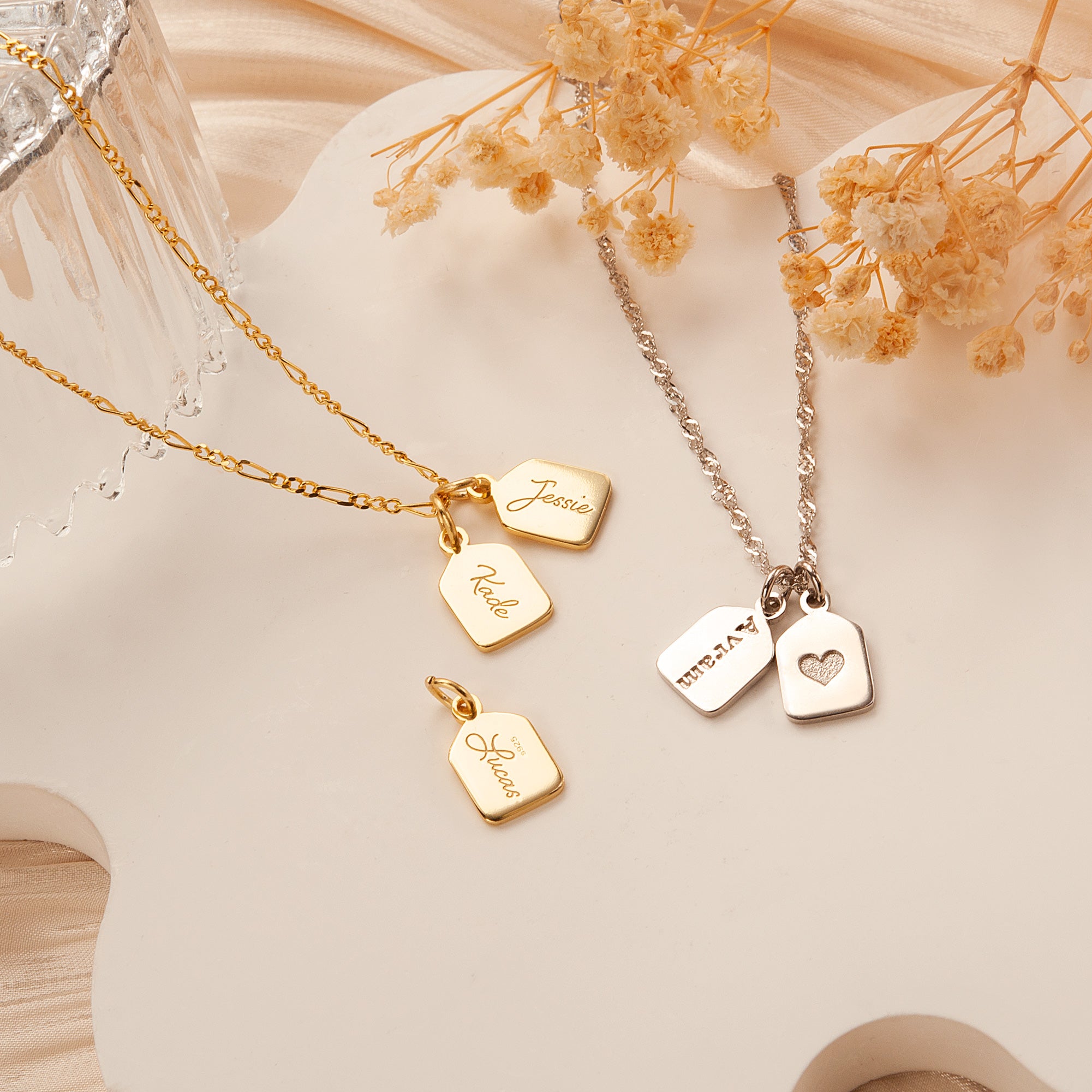 Custom Name Mini Tag Bar Necklace