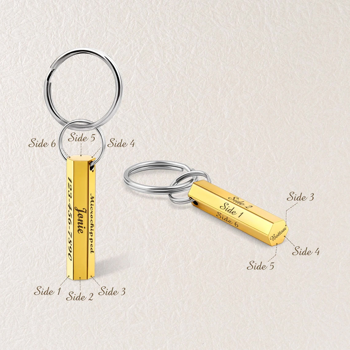 6-Sided Engraving Hexagon Pet Tag