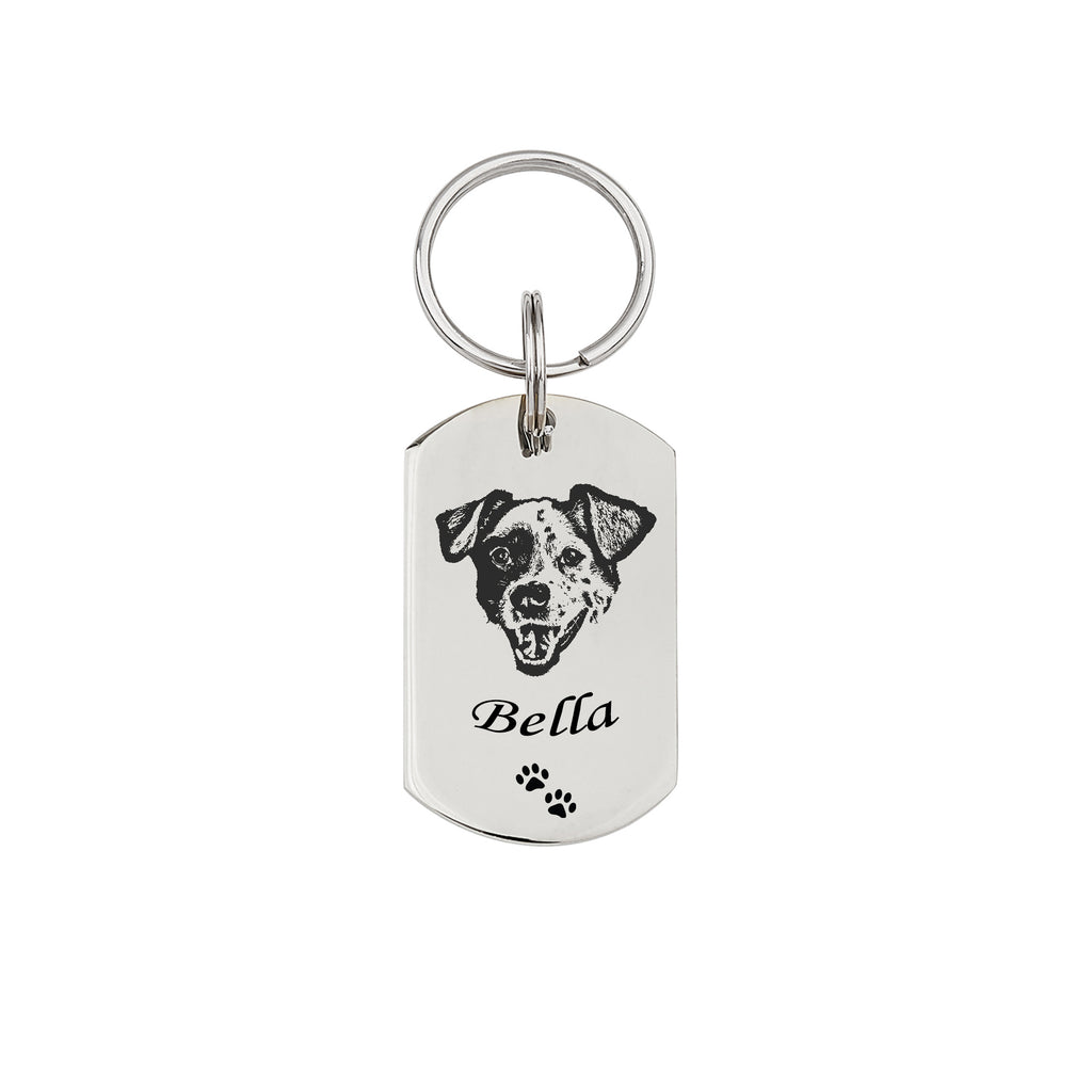 Dog Tag Shaped Stainless Steel Pet Portrait Dog ID Pet Tag