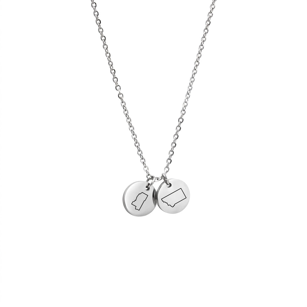 Long Distance State Necklace with Mini Round Pendants