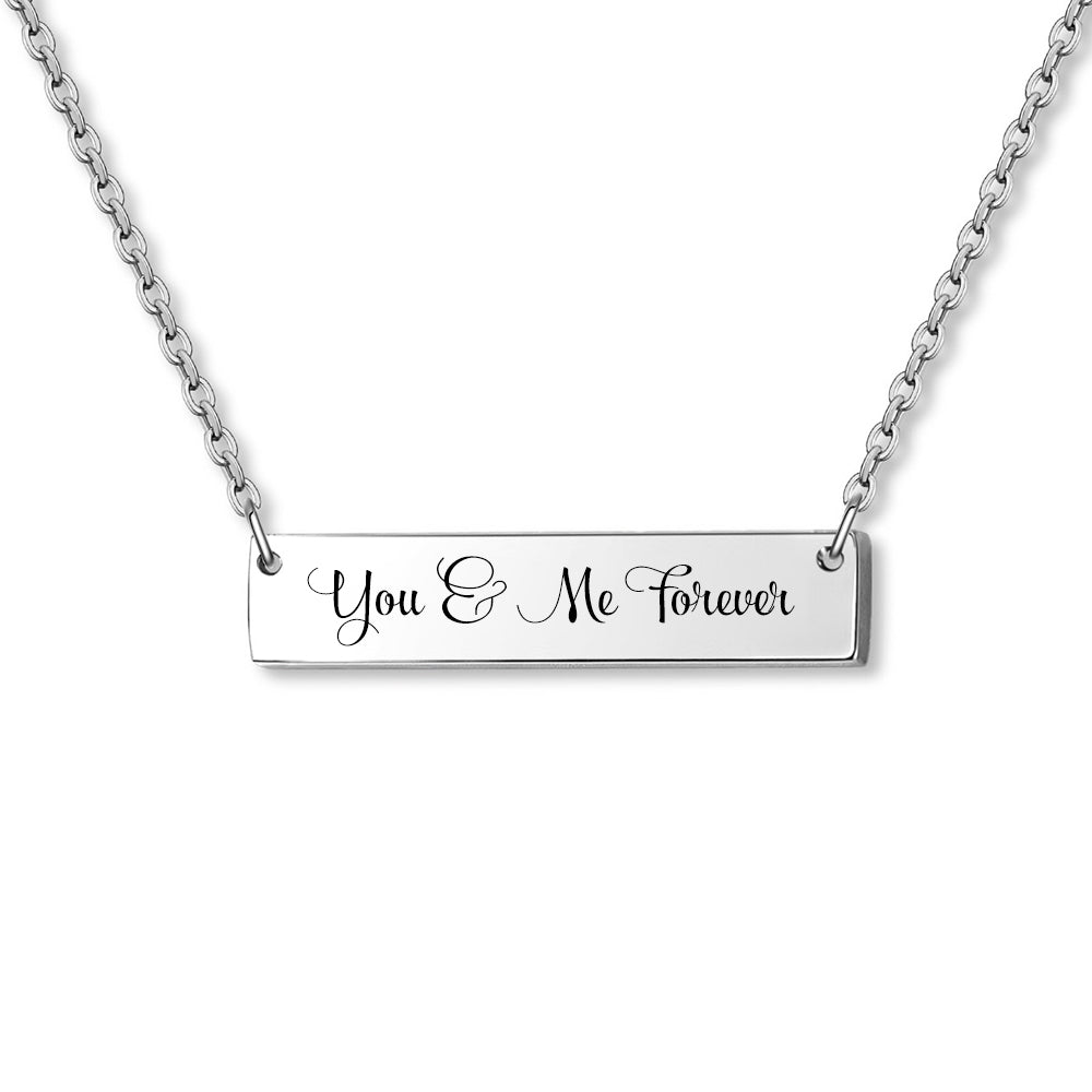Custom Text Bar Stainless Steel Necklace