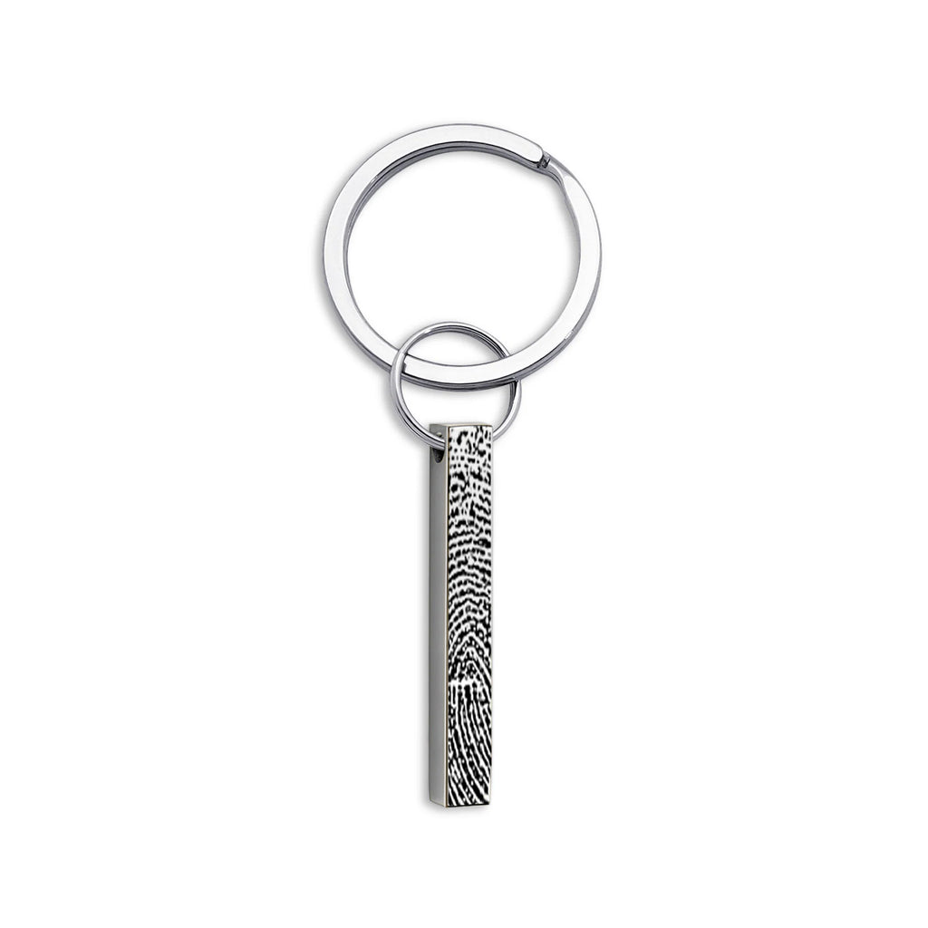 Personalized Fingerprint 4-Sided Bar Memorial Ashes Holder Key Chain