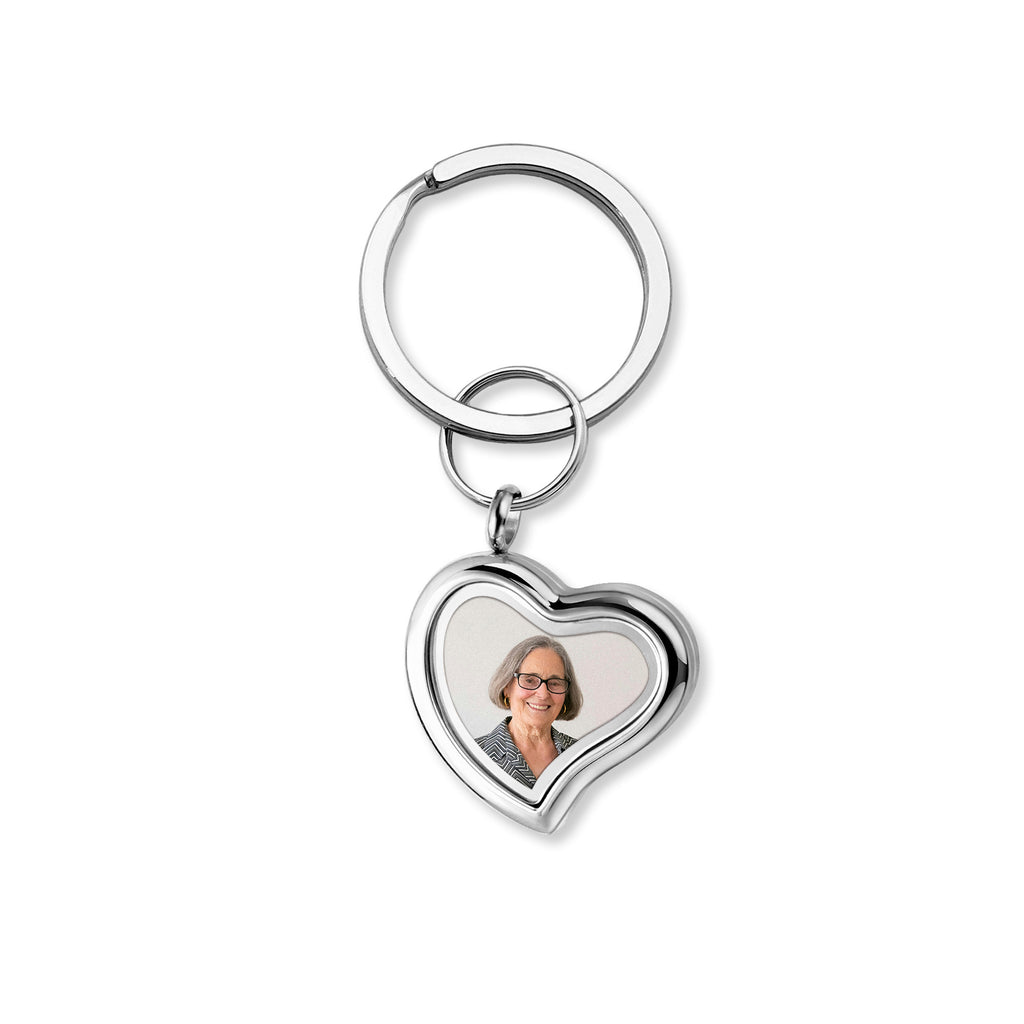 Sideways Heart Photo Locket Keychain