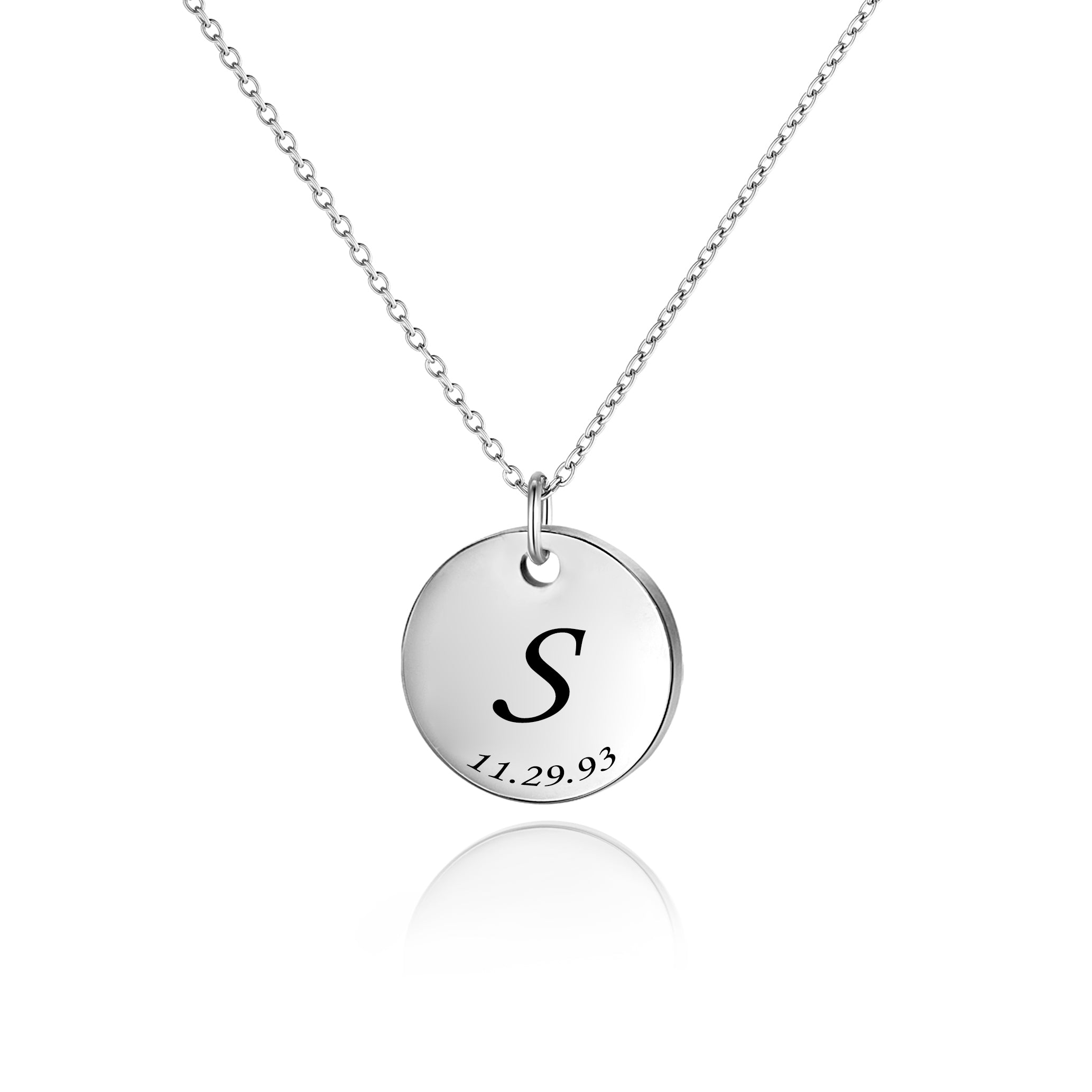 Custom Initial Letter Round Necklace
