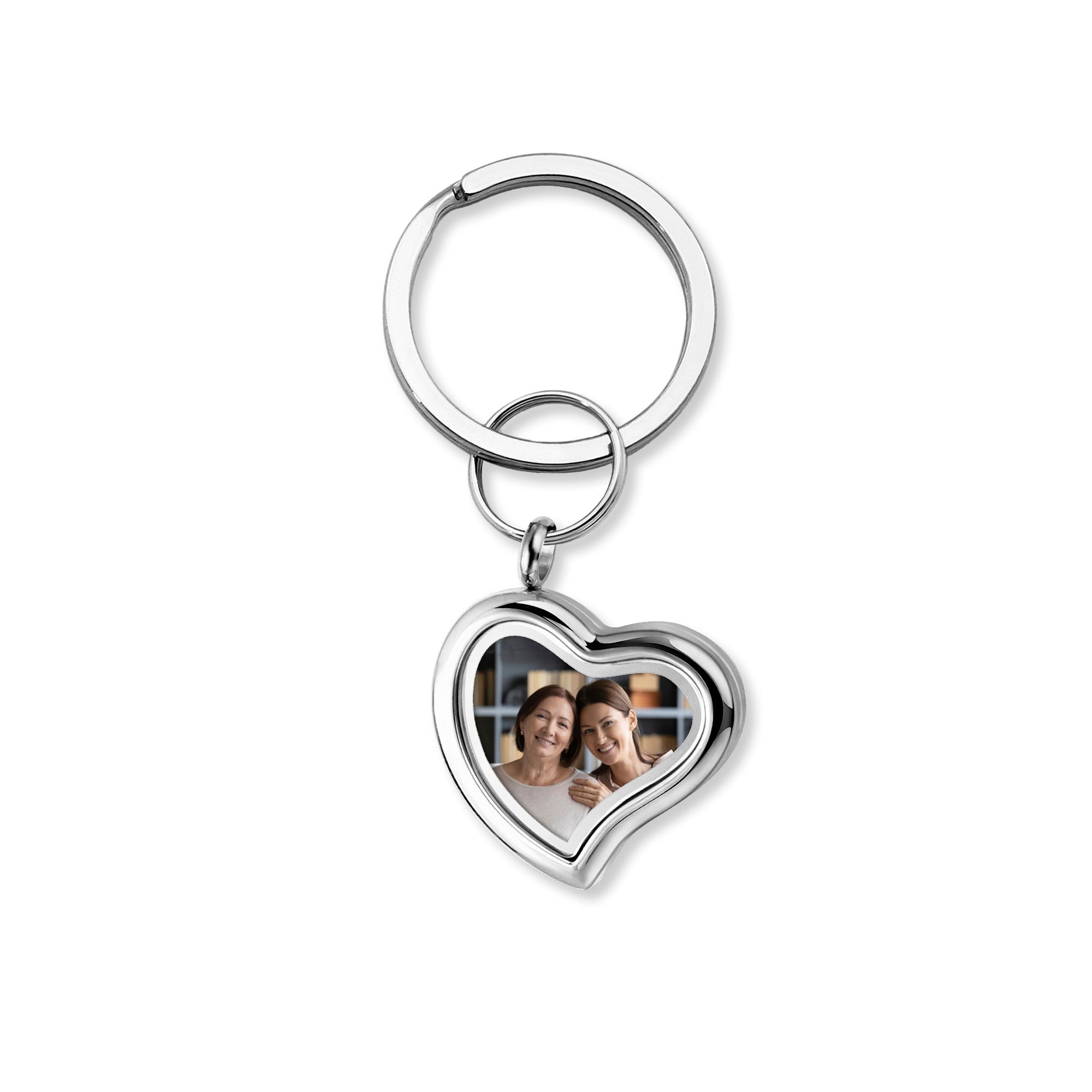 Custrom Sideways Heart Photo Locket Keychain