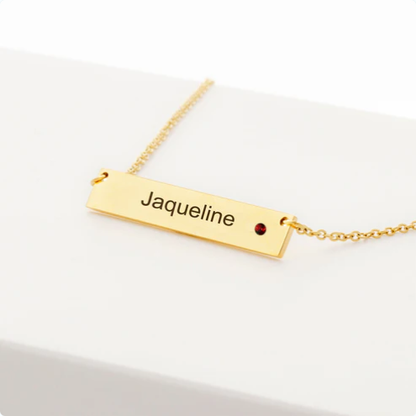 Birthstone Bar Name Necklace