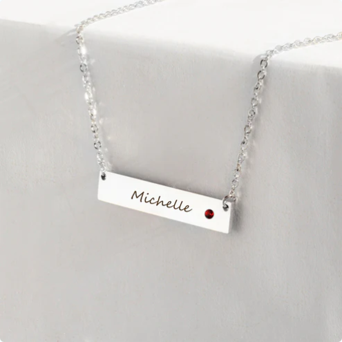 Birthstone Bar Name Necklace