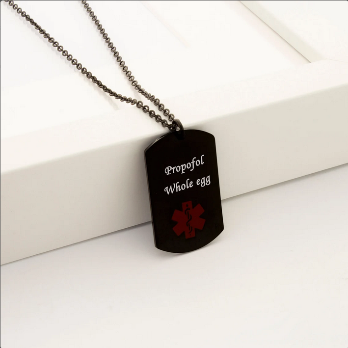 Custom Autism Medical Alert ID Tag - Laser Engraved Aluminum Necklace With 24" Stainless Steel Chain, Made In USA
