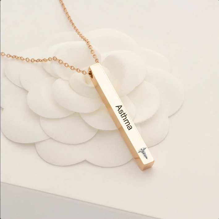 Medical Alert ID 4-Sided Bar Necklace