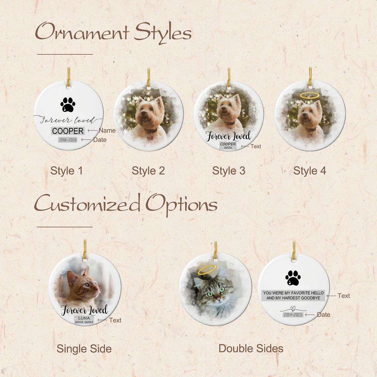 Custom Pet Photo Memorial Ornament