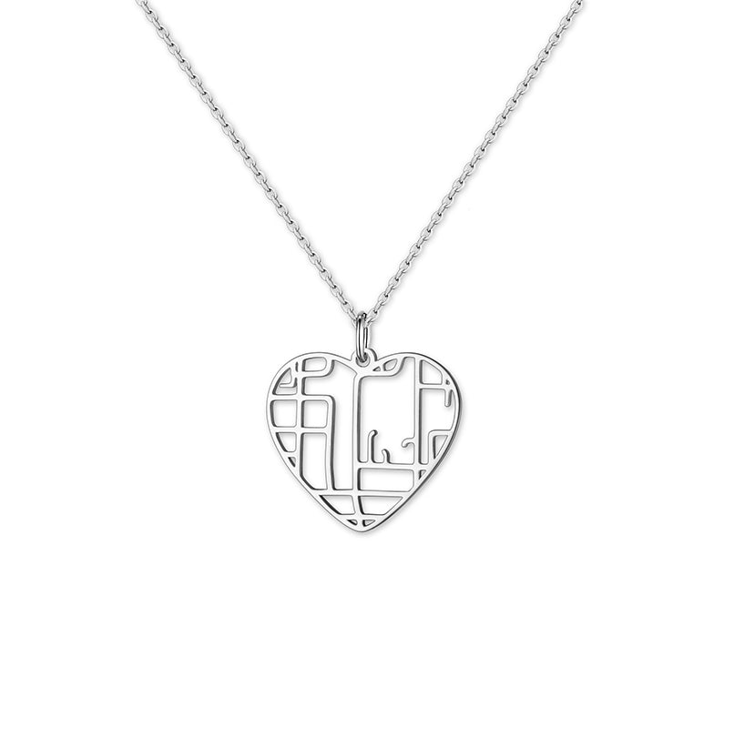 Heart Location Map Necklace
