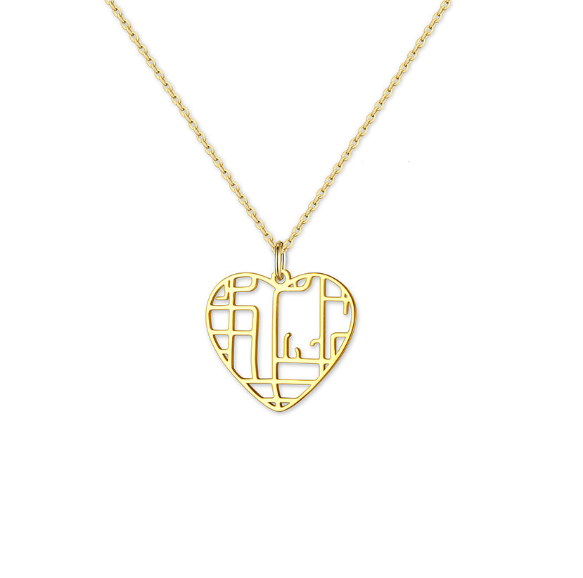 Heart Location Map Necklace