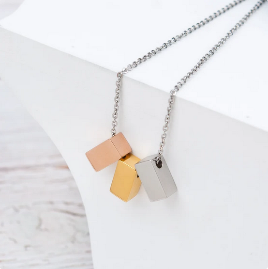 To My Precious Grandma Multi Color Cube  Necklace Gift Set