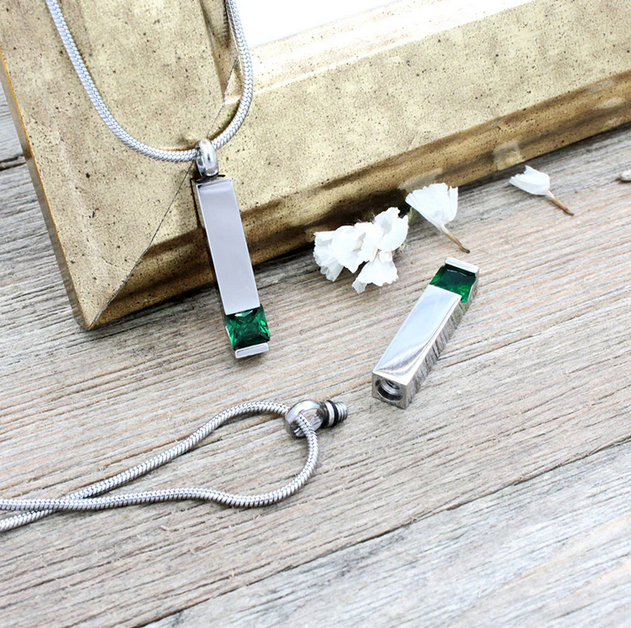 Birthstone Bar Memorial Necklace