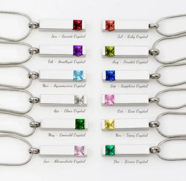 Birthstone Bar Memorial Necklace