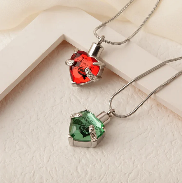 Crystal Always in my Heart Memorial Necklace