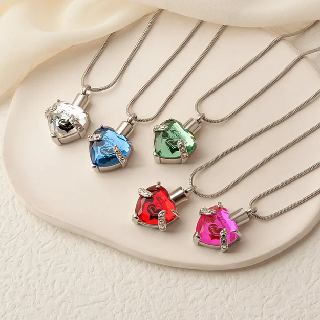 Crystal Always in my Heart Memorial Necklace