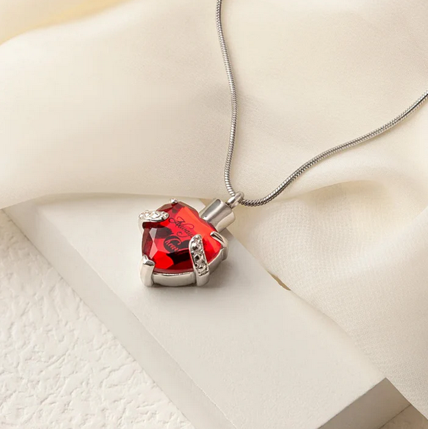 Crystal Always in my Heart Memorial Necklace