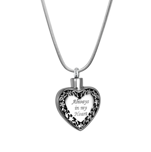 Flower Always in my Heart Memorial Necklace