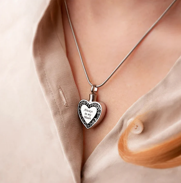 Flower Always in my Heart Memorial Necklace