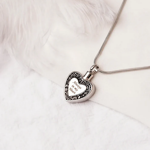 Flower Always in my Heart Memorial Necklace