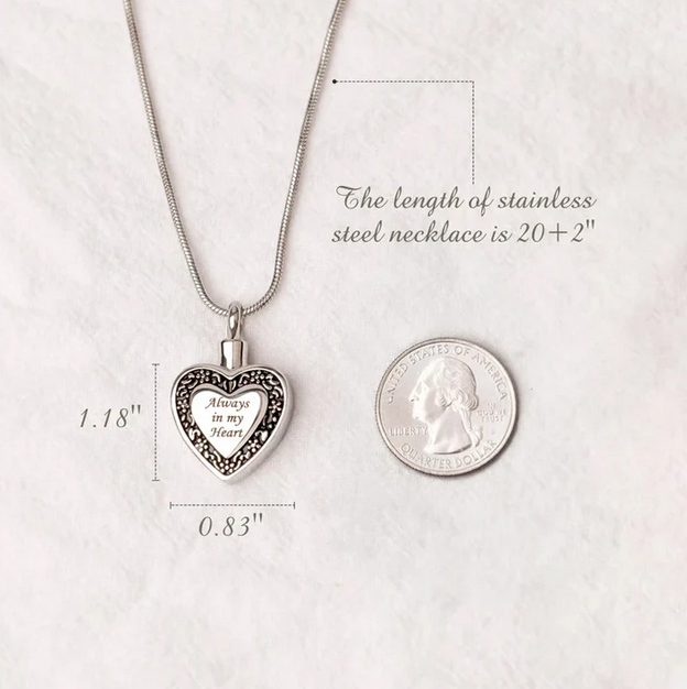 Flower Always in my Heart Memorial Necklace