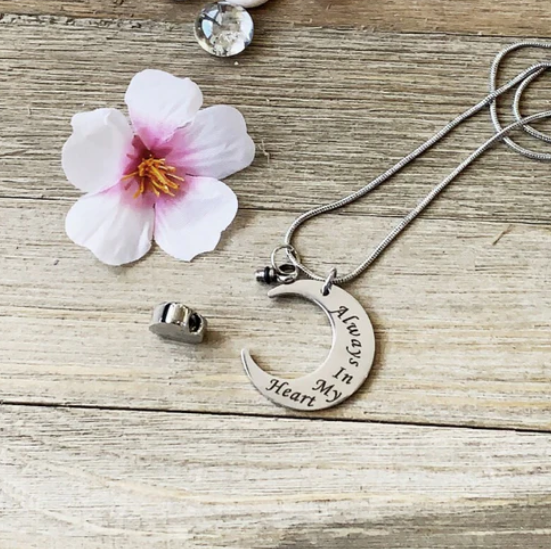 Always in my Heart Moon Memorial Necklace