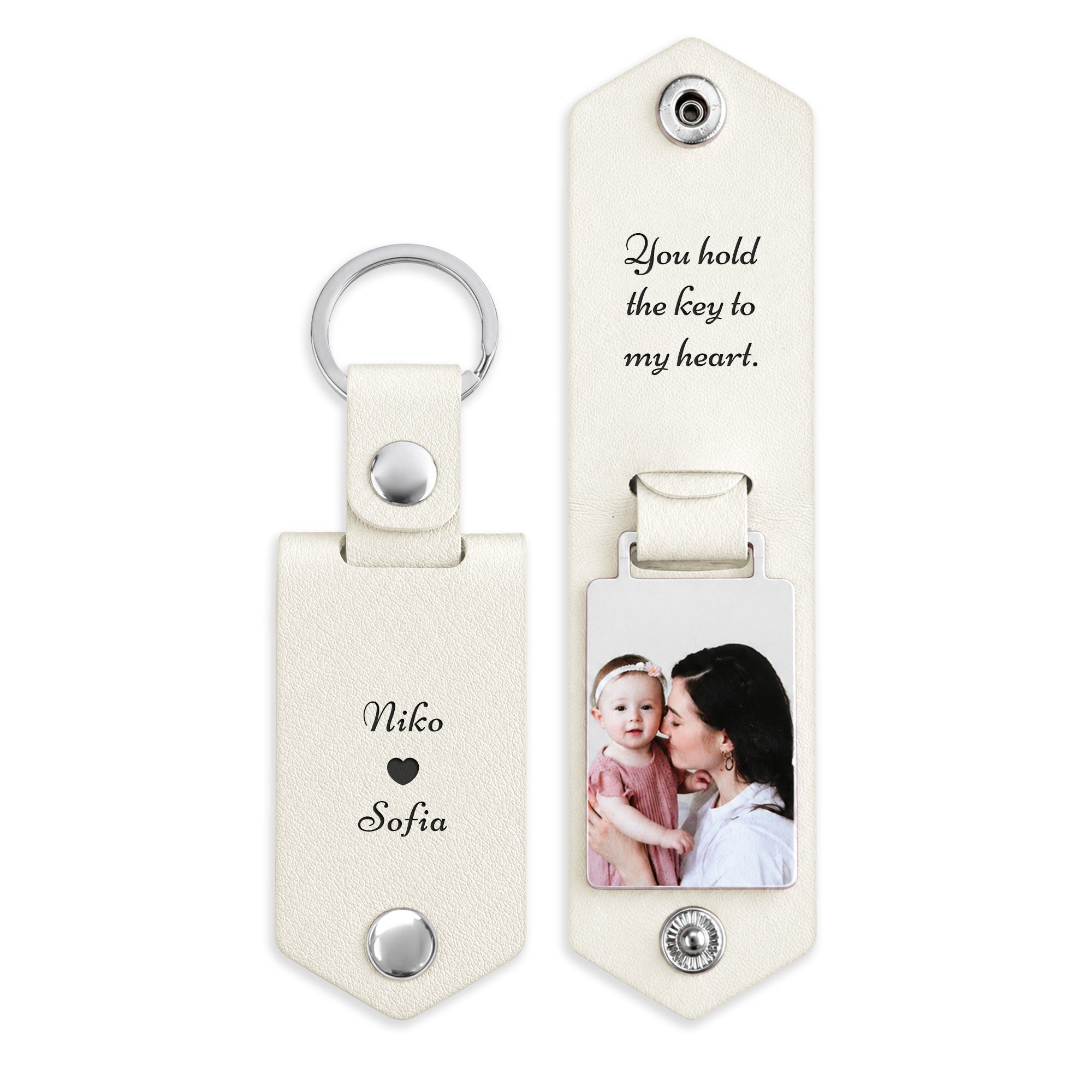 Personalized Men's Leather Photo Keychain