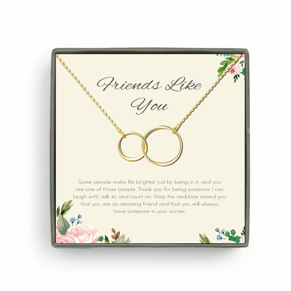 Custom Interlocking Rings Necklace with White Floral Card Necklace