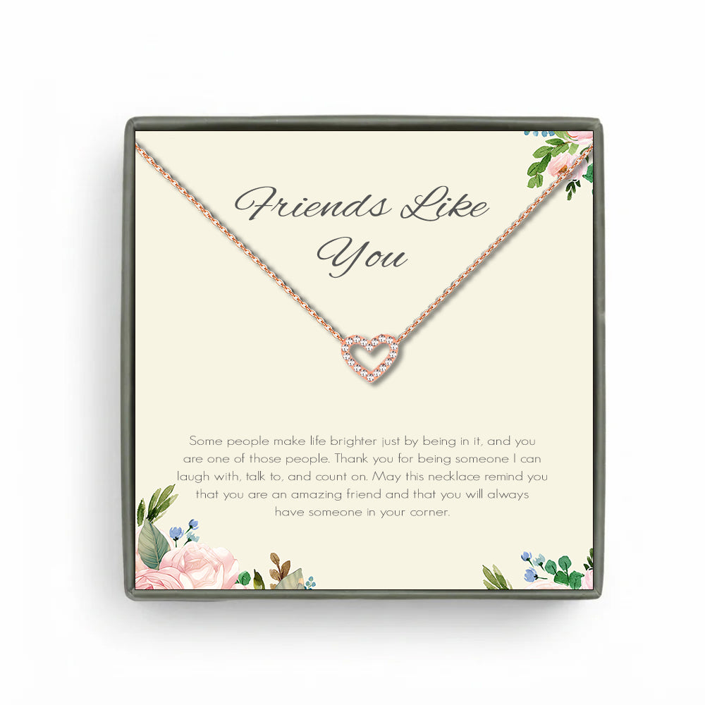 Custom Heart Necklace with White Floral Card Necklace