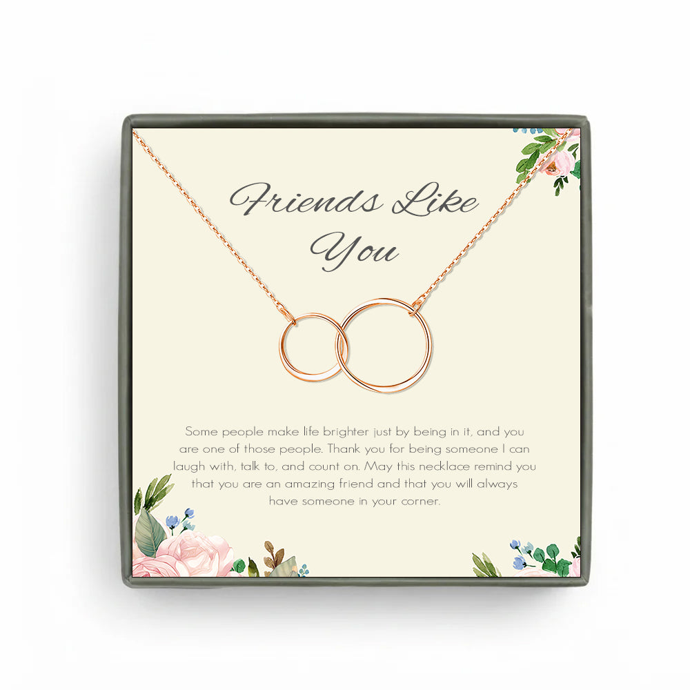 Custom Interlocking Rings Necklace with White Floral Card Necklace