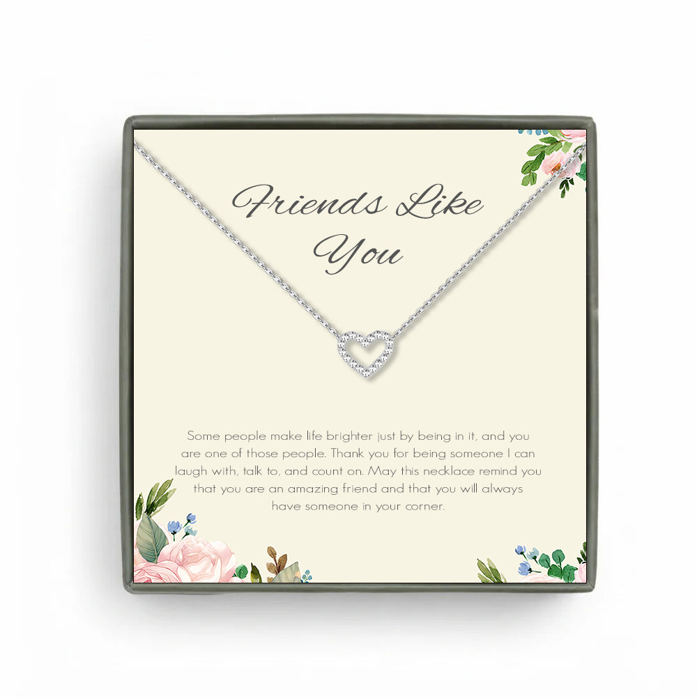 Custom Heart Necklace with White Floral Card Necklace