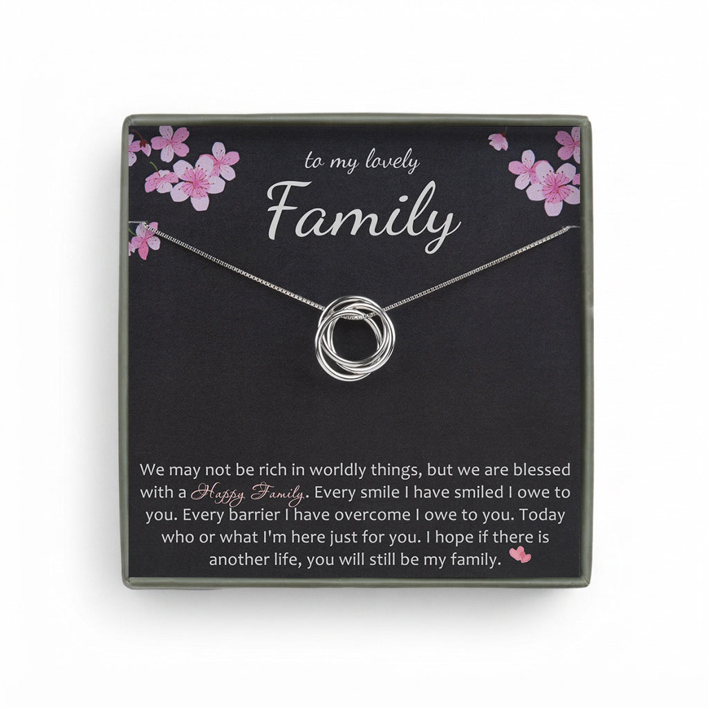 "To My Lovely Family" Card and Sterling Silver Necklace