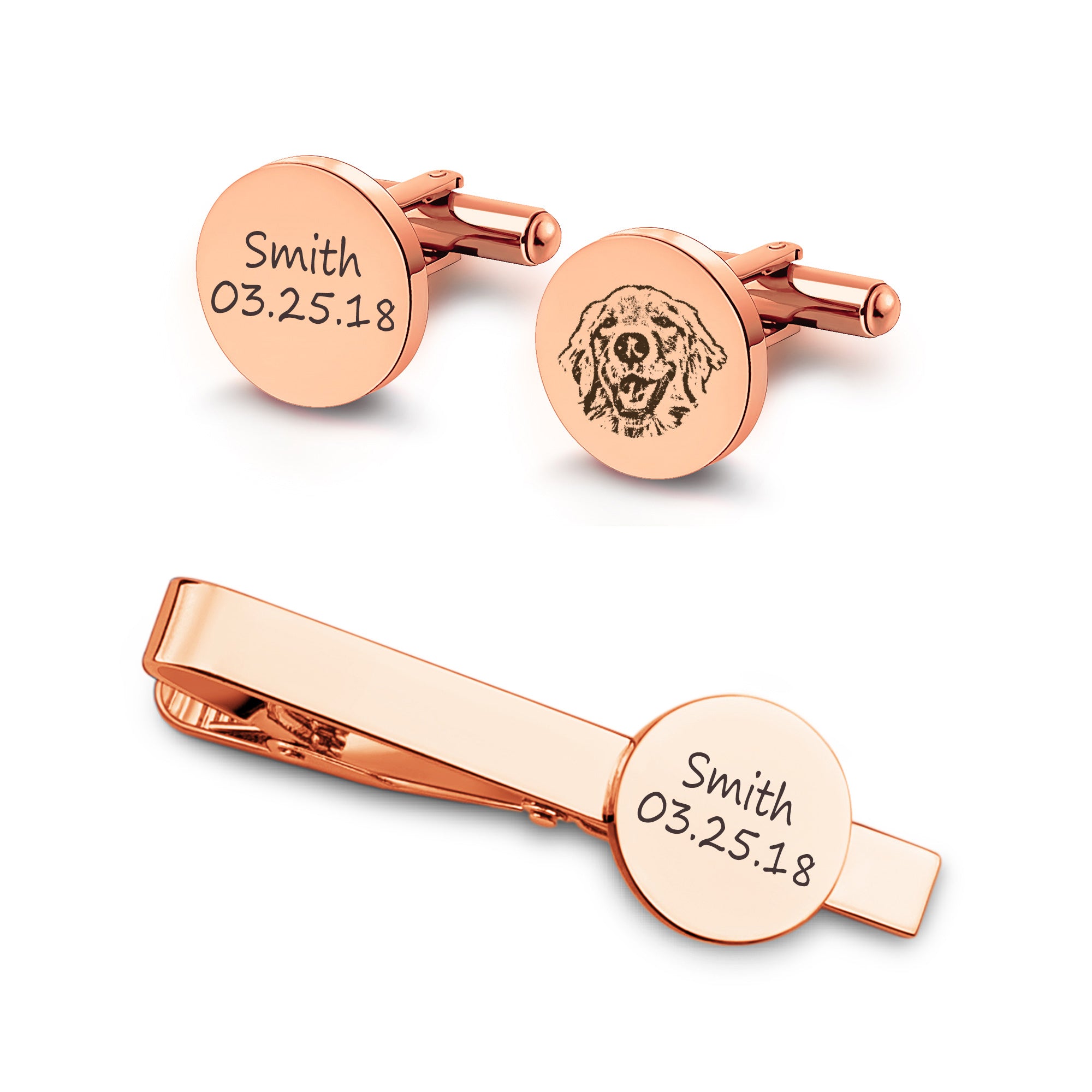 Pet Portrait Cuff Link and Tie Clip