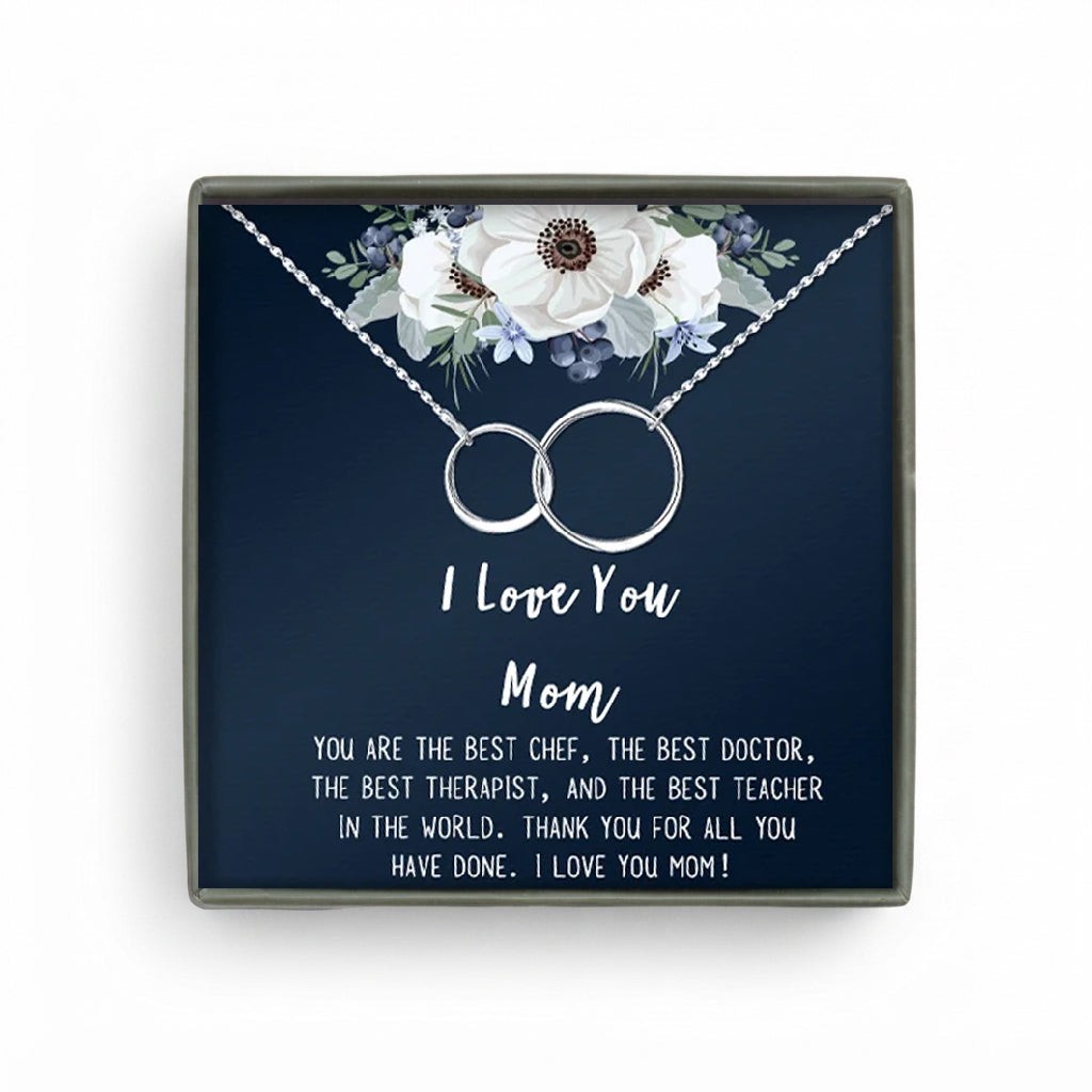 I Love You Mom Double Infinity Ring Necklace Gift Set