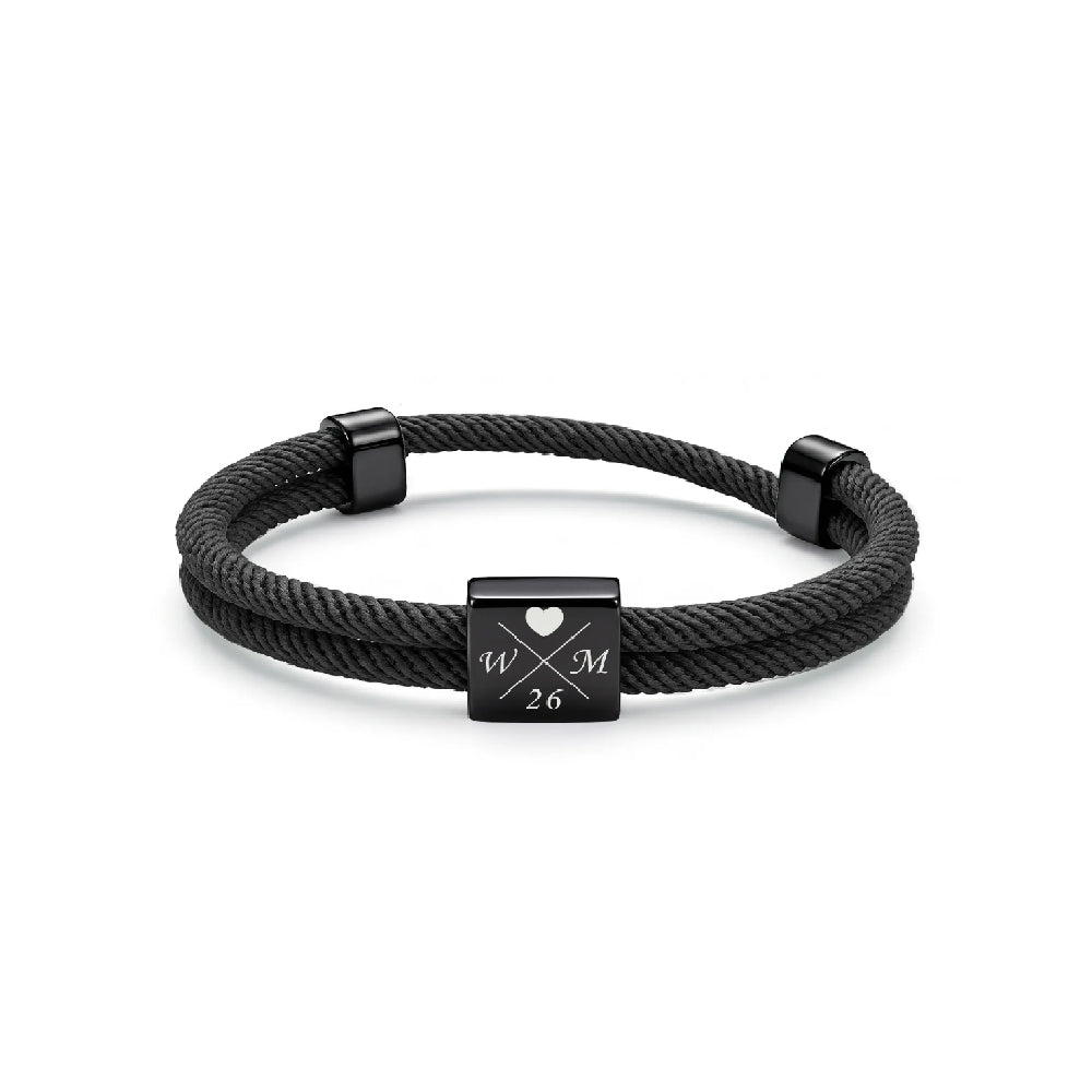 Custom Engraved Men's Adjustable Rope Bracelet