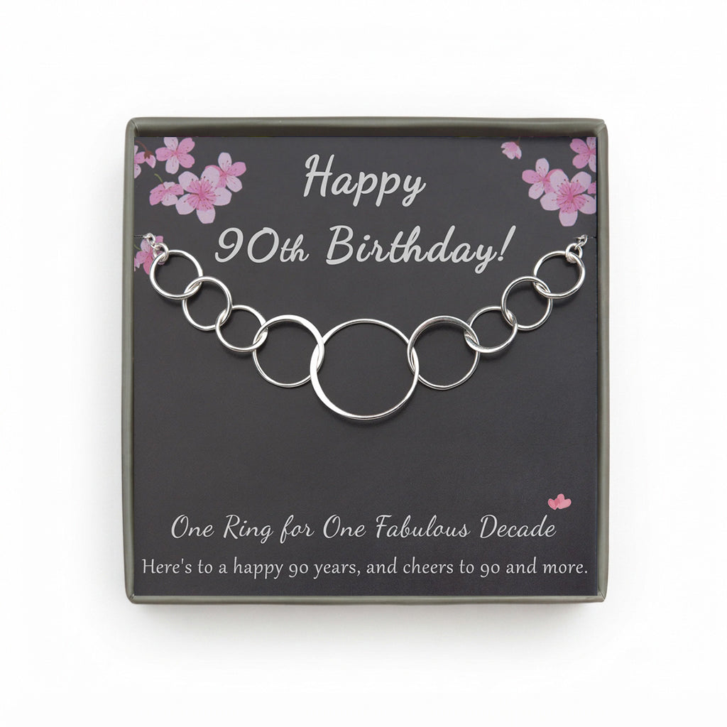 "Happy 90th Birthday!" Card and Sterling Silver Necklace