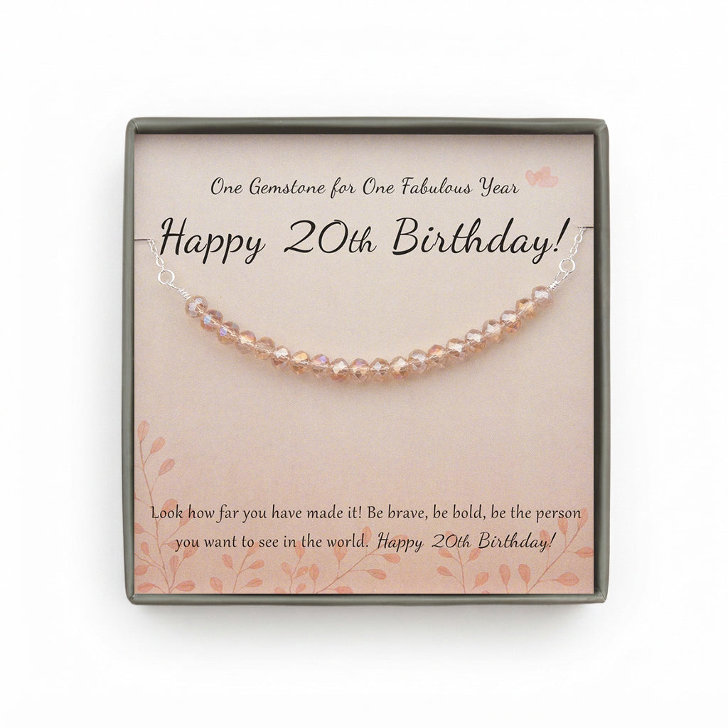 "Happy 20th Birthday" Card and Bead Necklace