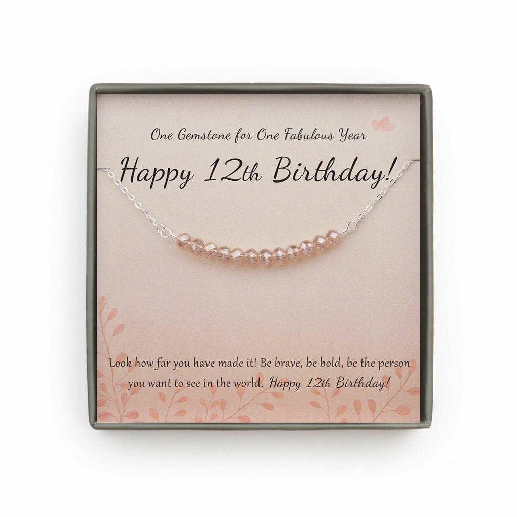 "Happy 12th Birthday" Card and Bead Necklace