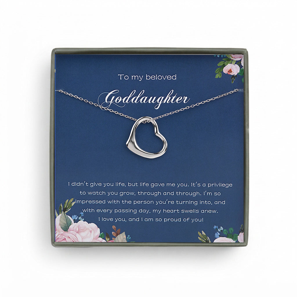 To My Beloved Goddaughter Card and Sterling Silver Heart Necklace Gift Set