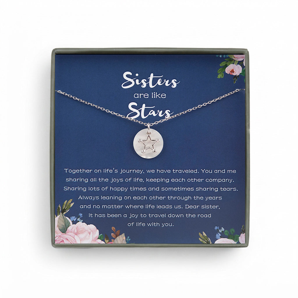 "Sisters are like Stars" Card and Sterling Silver Necklace