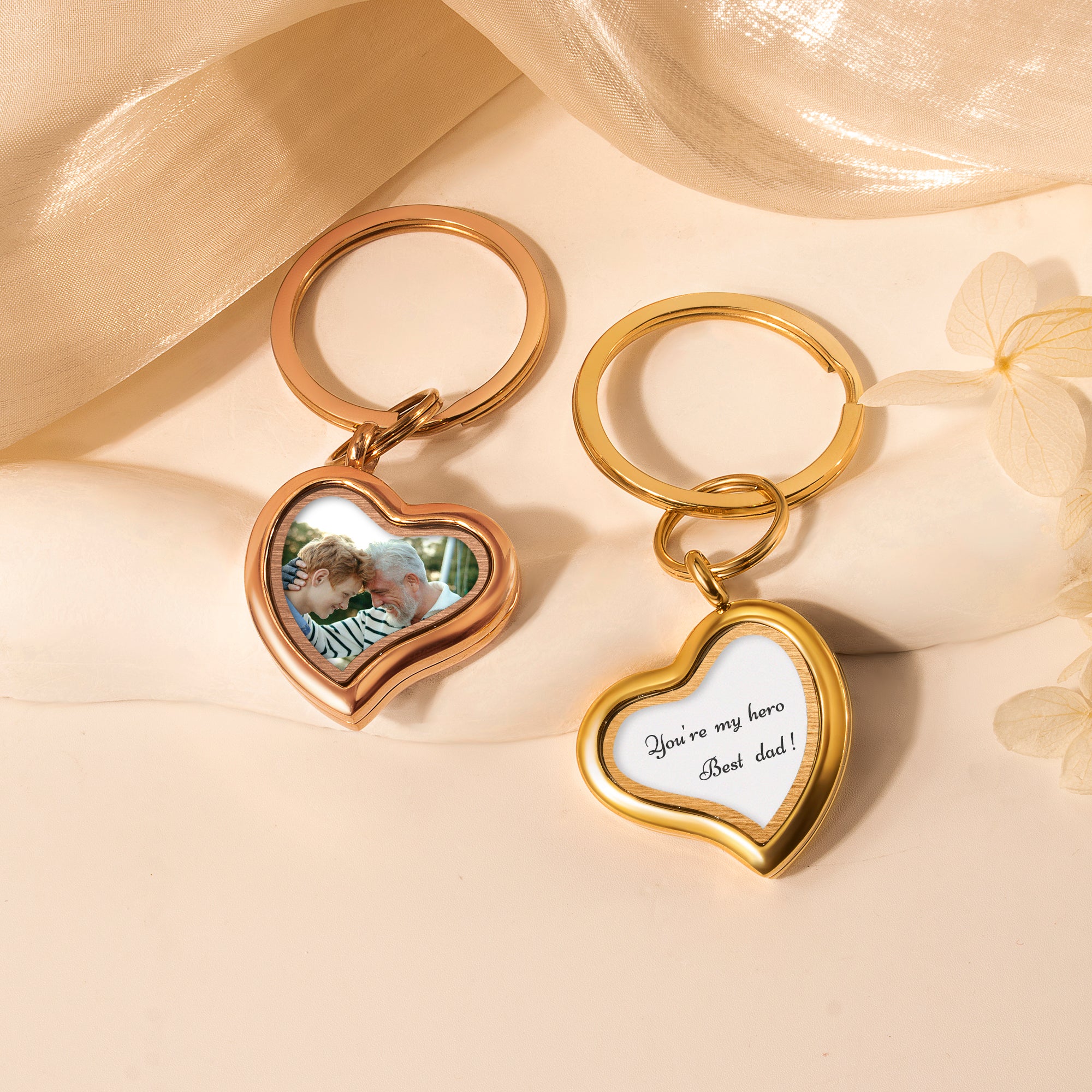 Custrom Sideways Heart Photo Locket Keychain