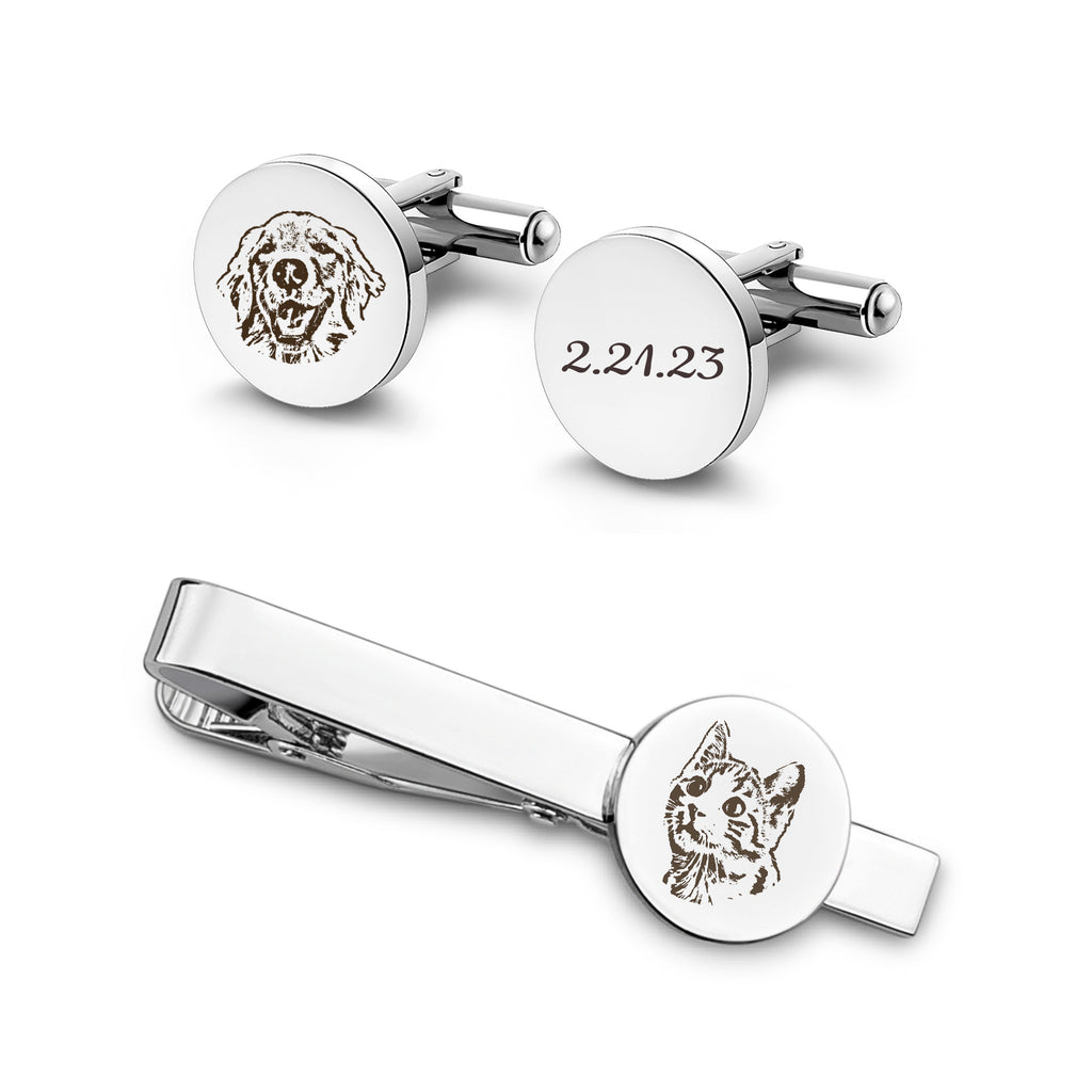 Pet Portrait Cuff Link and Tie Clip