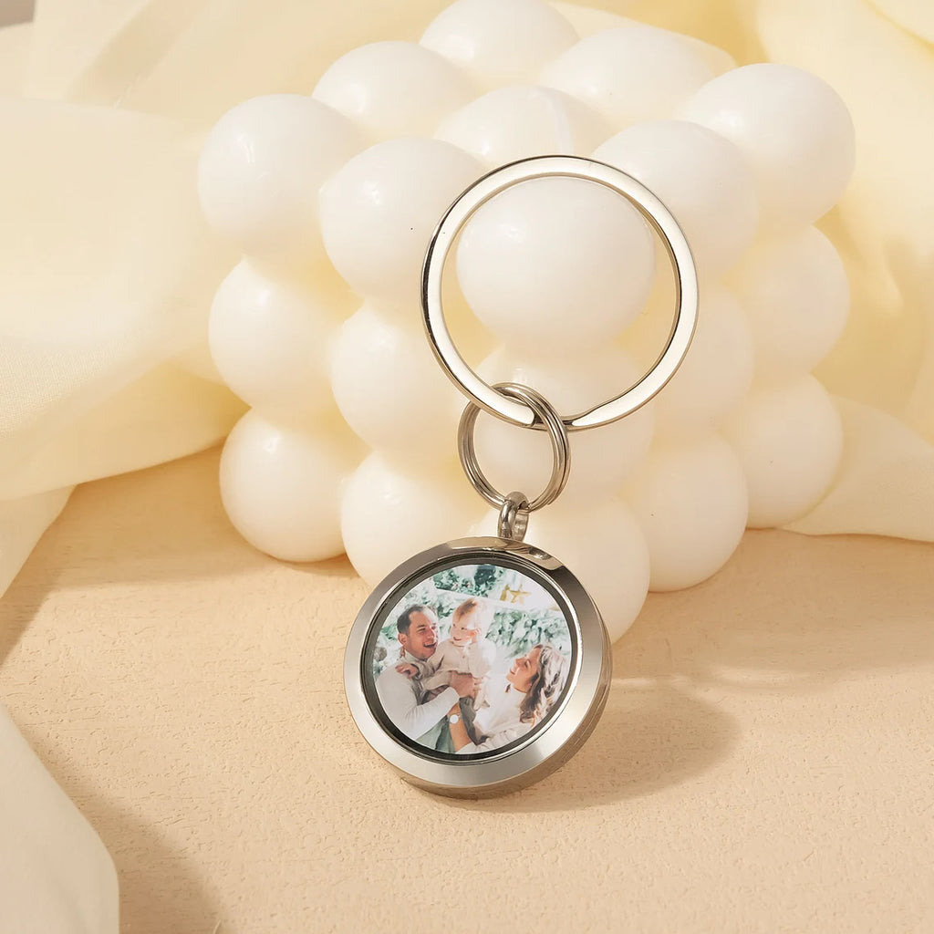 Custom Picture Keyring with Message Photo Locket Key Chain