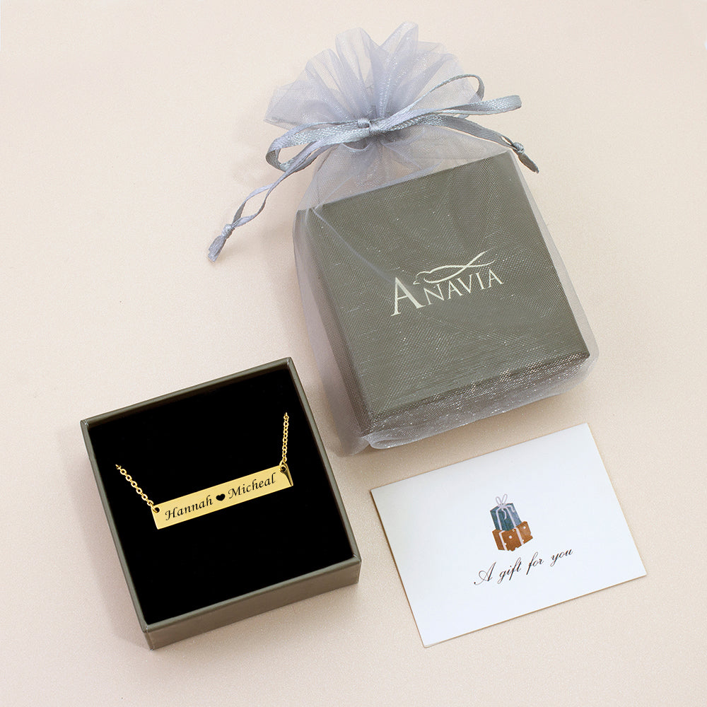 Custom Text Bar Stainless Steel Necklace