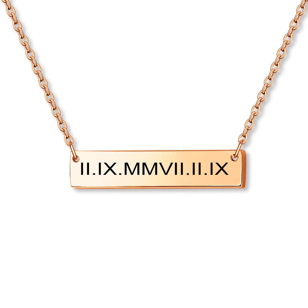 Custom Text Bar Stainless Steel Necklace