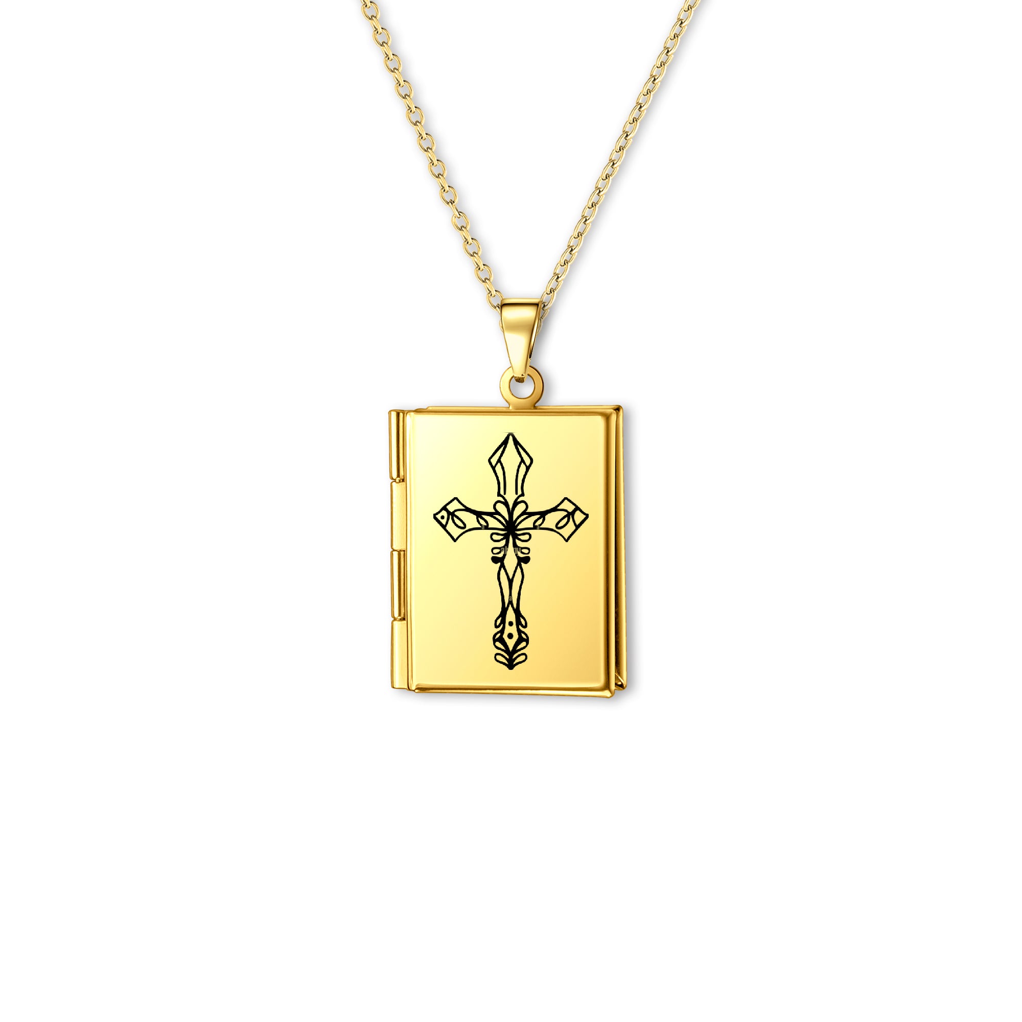 Square Logo Photo Locket Necklace