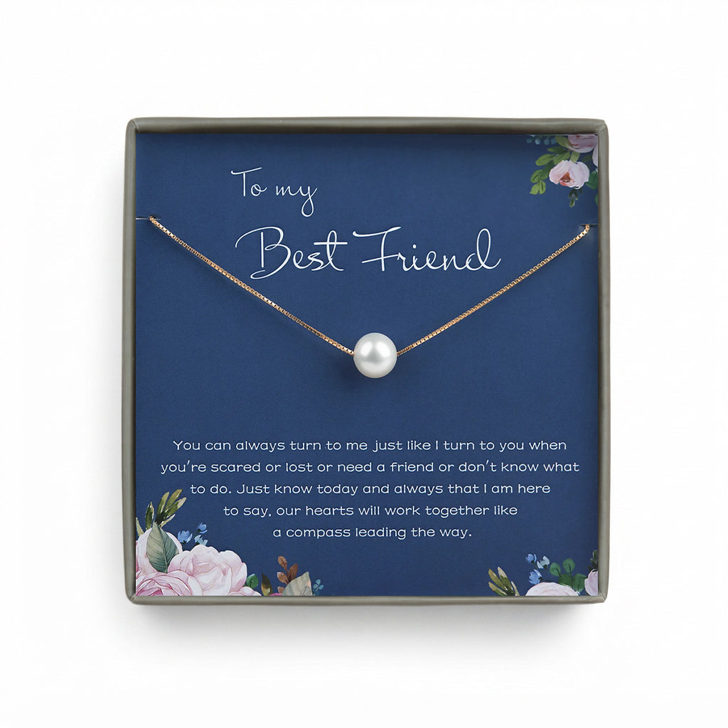"To My Best Friend" Card and Pearl Necklace